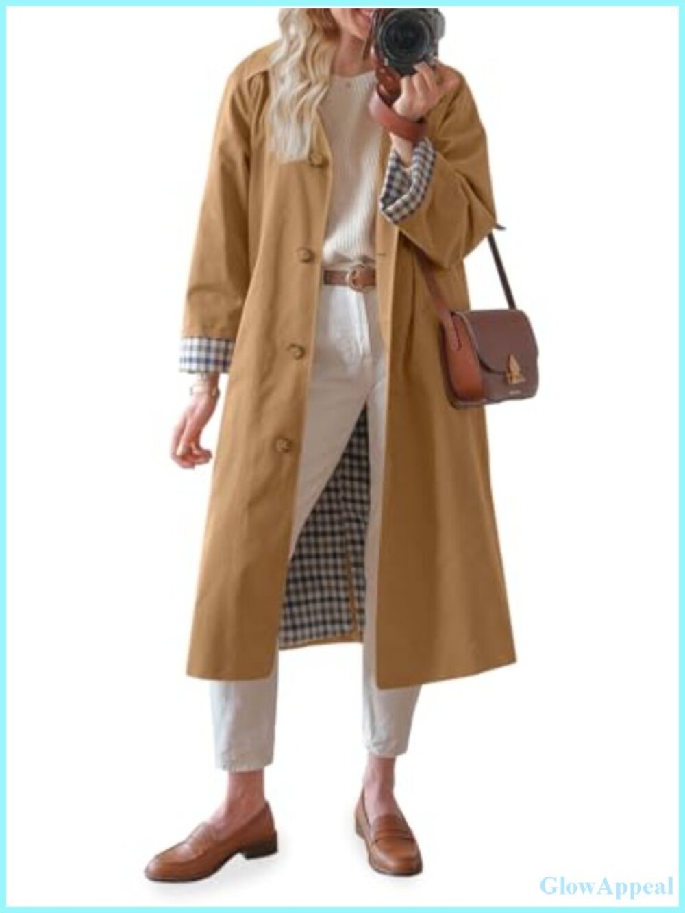 Women's Long Trench Coat Windproof Oversized Polyester Single Breasted